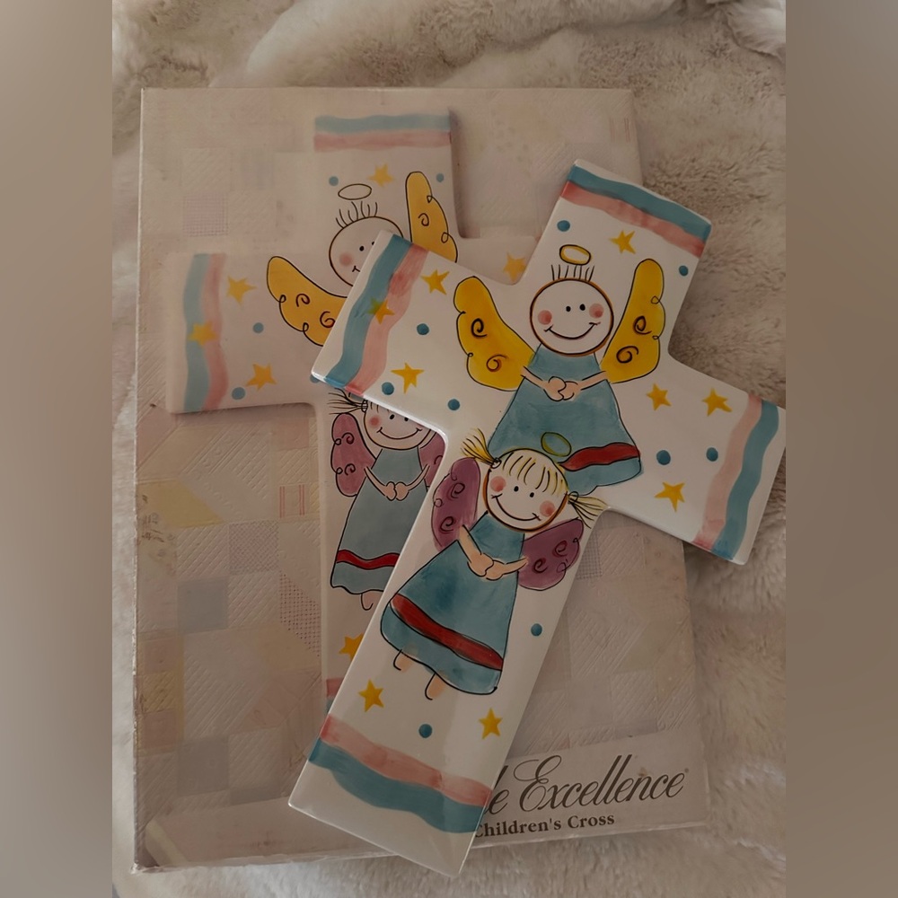 Beautiful ceramic cross for baby girl or boy. Brand new!